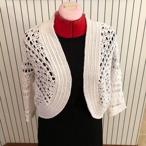 Dana Buchman White Crochet Bolero Style Cover Up